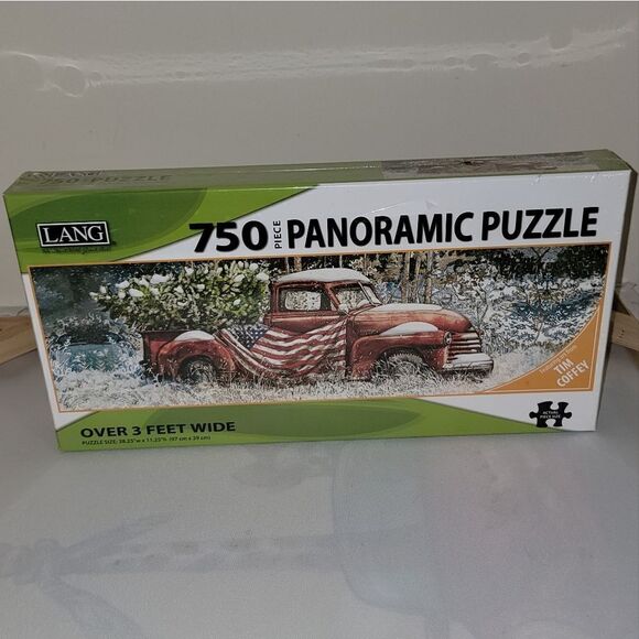 Lang Flag Truck 750 Piece Panoramic Jigsaw Puzzle Tim Coffey Art 3 Ft Wide New - Picture 10 of 10